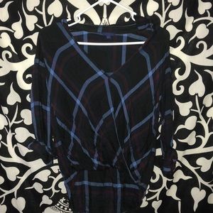 Black and blue Aeropostale cross over shirt